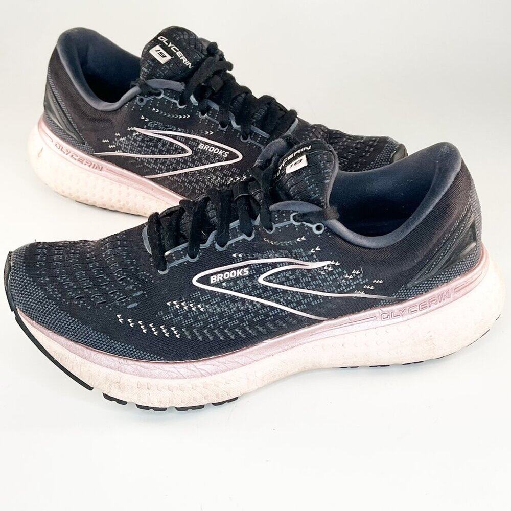Brooks Glycerin 19 Running Sneakers Shoes Black Rose Gold Pink Women 10